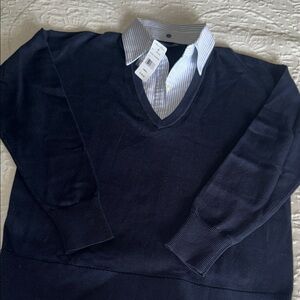 Brooks Brothers Dark Blue V-Neck Sweater